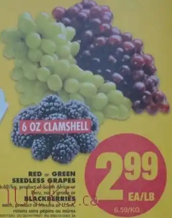No Frills Red or Green Seedless Grapes or Blackberries 6 oz. offer