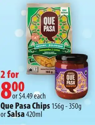 London Drugs Que pasa chips 156g - 350g or salsa 420ml offer