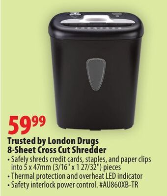 London Drugs Trusted by london drugs 8-sheet cross cut shredder offer