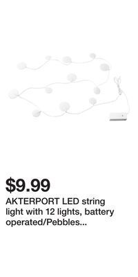 IKEA Akterport led string light with 12 lights, battery operated/pebbles white offer
