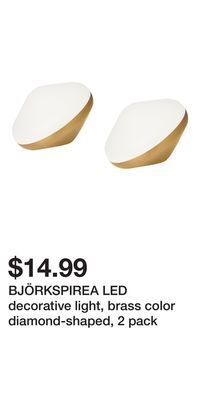 IKEA Björkspirea led decorative light, brass color diamond-shaped, 2 pack offer