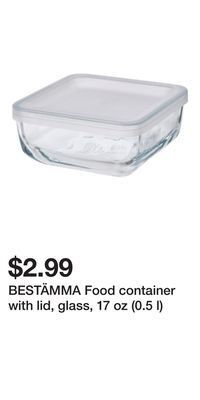 IKEA Bestämma food container with lid, glass, 17 oz (0.5 l) offer