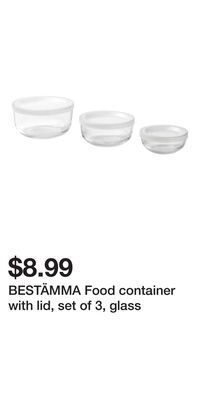 IKEA Bestämma food container with lid, set of 3, glass offer