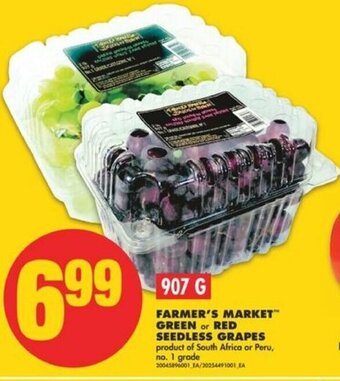 No Frills Farmer's market green or red seedless grapes 907 g offer