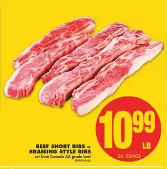No Frills Beef short ribs or braising style ribs per lb offer