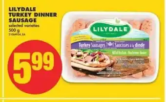 No Frills Lilydale turkey dinner sausage 500 g offer