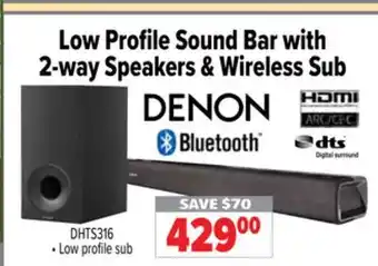 2001 Audio Video Low profile sound bar with 2-way speakers & wireless sub offer