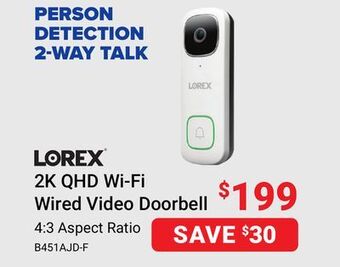 Visions Electronics Lorex 2k qhd wi-fi wired video doorbell offer