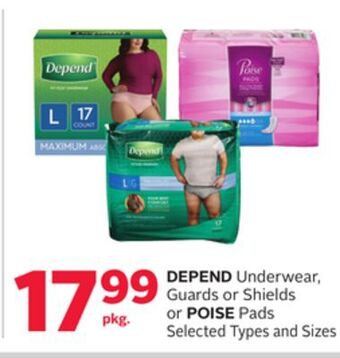Rexall Depend underwear, guards or shields or poise pads offer