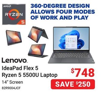 Visions Electronics Lenovo ideapad flex 5 ryzen 5 5500u laptop offer