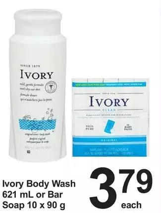 Pharmasave Ivory body wash or bar soap offer