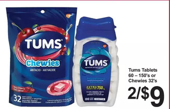 Pharmasave Tums tablets or chewies offer