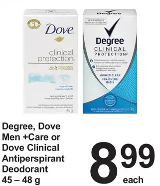 Pharmasave Degree, dove men +care or dove clinical antiperspirant deodorant offer