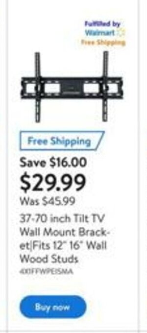 Walmart 37-70 inch tilt TV wall mount bracket offer