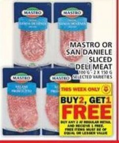 Food Basics Mastro or san daniele sliced deli meat offer