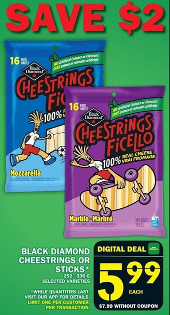 Food Basics Black diamond cheestrings or sticks offer