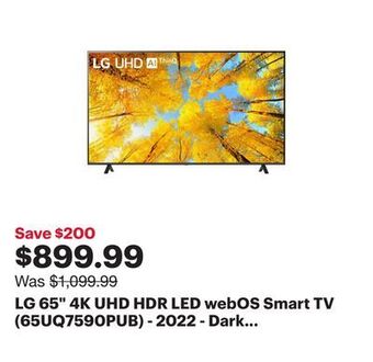 Best Buy Lg 65" 4k uhd hdr led webos smart tv (65uq7590pub) - 2022 - dark iron grey offer