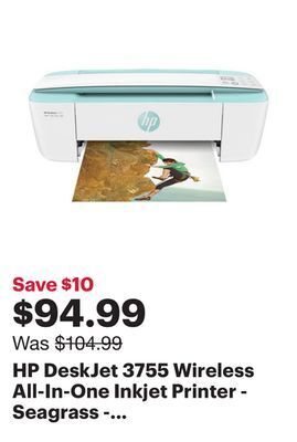 Best Buy Hp deskjet 3755 wireless all-in-one inkjet printer - seagrass - only at best buy offer