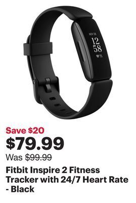Best Buy Fitbit inspire 2 fitness tracker with 24/7 heart rate - black offer