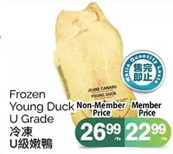 T&T Supermarket Frozen young duck u grade offer