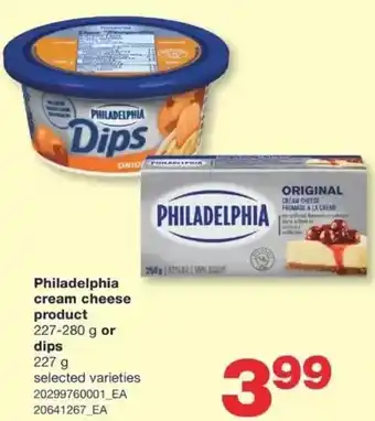 Wholesale Club Philadelphia cream cheese product or dips offer