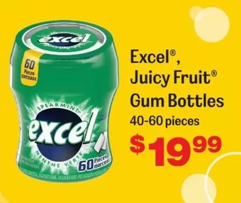 Wholesale Club Excel, juicy fruit gum bottles offer