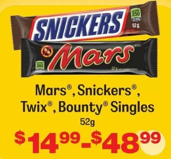 Wholesale Club Mars, snickers, twix, bounty singles offer