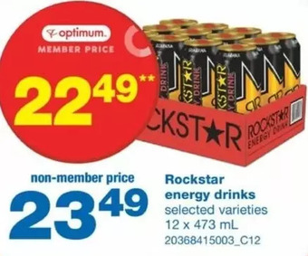 Wholesale Club Rockstar energy drinks offer