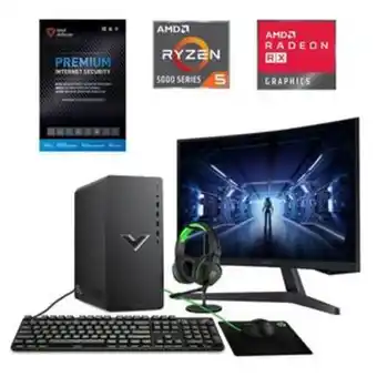 Aaron's Hp victus gaming desktop 8gb ram 512gb ssd w/ 27" samsung curved monitor & total defense internet security offer