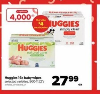 Real Canadian Superstore Huggies 16x baby wipes 960-1152's offer