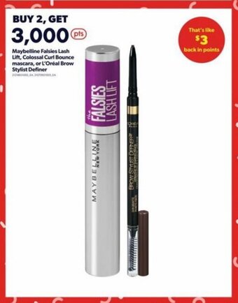 Real Canadian Superstore Maybelline Falsies lash lift, Colossal curl bounce mascara, or L'Oreal brow stylist definer offer