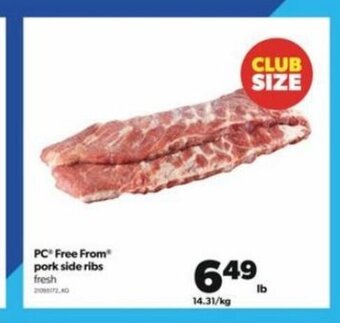 Real Canadian Superstore PC free from pork side ribs fresh offer