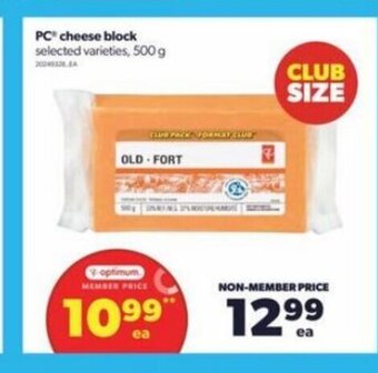 Real Canadian Superstore PC cheese block 500g offer