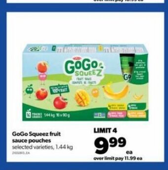 Real Canadian Superstore Gogo squeez fruit sauce pouches offer