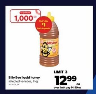 Real Canadian Superstore Billy bee liquid honey 1kg offer
