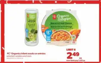 Real Canadian Superstore PC organic infant snacks or entrees offer