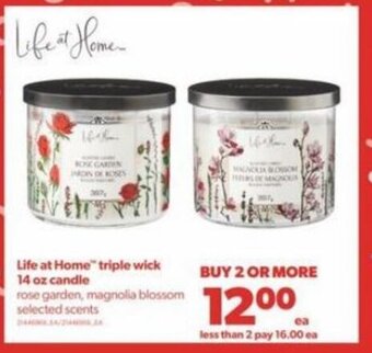 Real Canadian Superstore Life at home triple wick 14 oz candle offer