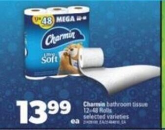 Real Canadian Superstore Charmin bathroom tissue 12-48 rolls offer