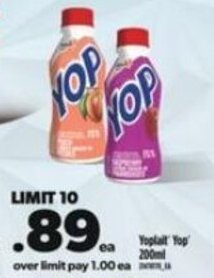 Real Canadian Superstore Yoplait yop 200ml offer