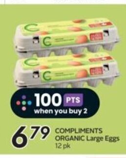 Sobeys Compliments organic large eggs 12 pk offer