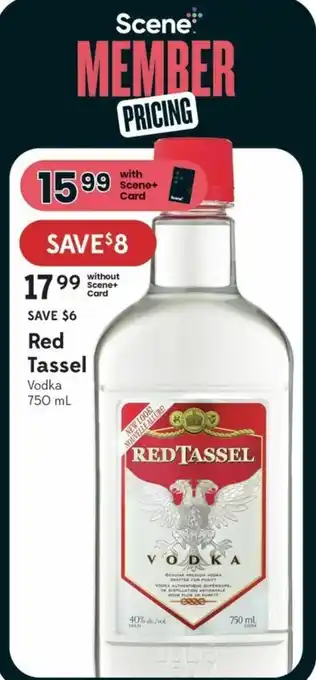 Sobeys Red tassel vodka 750ml offer