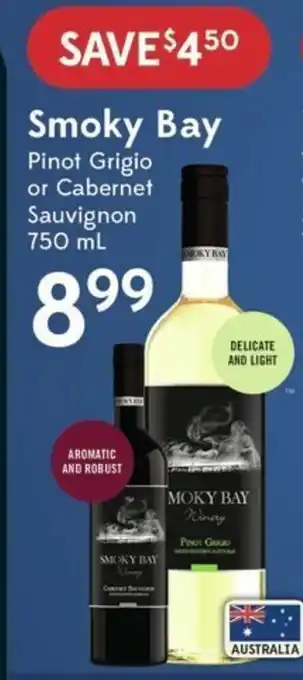 Sobeys Smoky bay pinot grigio or cabernet sauvignon 750ml offer