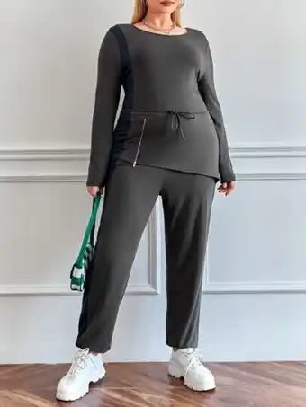 SheIn Shein x sydney jones plus zip front belted jumpsuit offer
