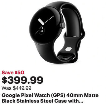 Best Buy Google Pixel Watch 40mm Matte Black Stainless Steel Case offer