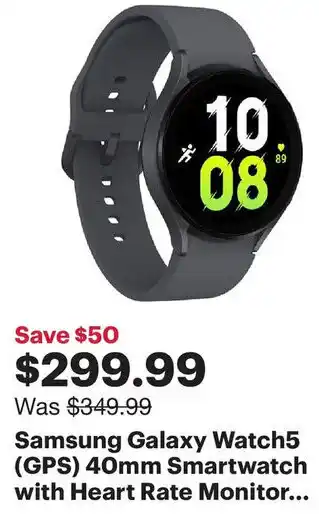 Best Buy Samsung Galaxy Watch5 40mm Smartwatch with Heart Rate Monitor offer
