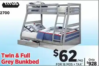 Surplus Furniture Titus twin & full grey bunkbed offer