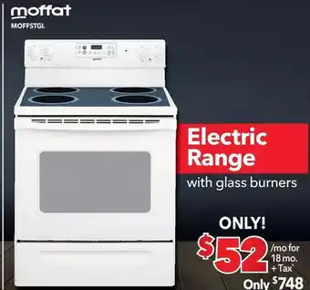 Surplus Furniture Moffat electric range with glass burners offer