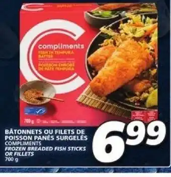 IGA Compliments frozen breaded fish sticks or fillets 700g offer