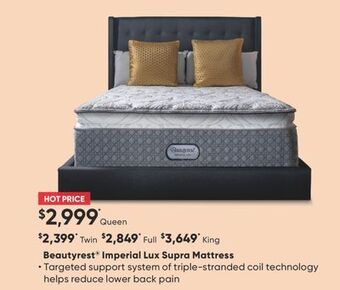 Sleep Country Beautyrest imperial lux supra mattress offer