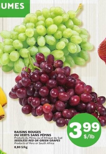 IGA Seedless red or green grapes offer